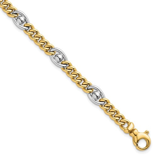 14k Two-tone Polished Fancy Chain Bracelet