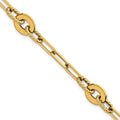 14k Polished 7.5in Textured Open Link Bracelet