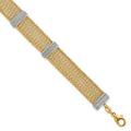 14k Two-tone Textured Mesh 6.75in with 1in ext Bracelet