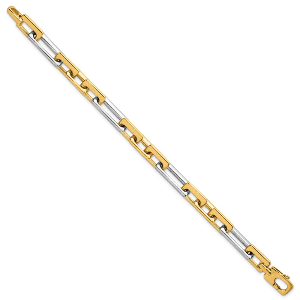 14k Two Tone Polished Fancy Square And Rectangle 8mm Bracelet