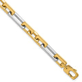 14k Two Tone Polished Fancy Square And Rectangle 8mm Bracelet