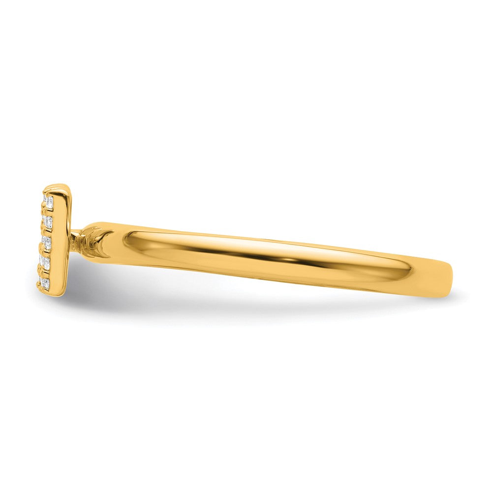 14K Stackable Diamond Initial W Ring