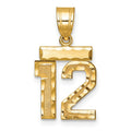 14k Small Brushed Diamond-cut Number 12 Charm
