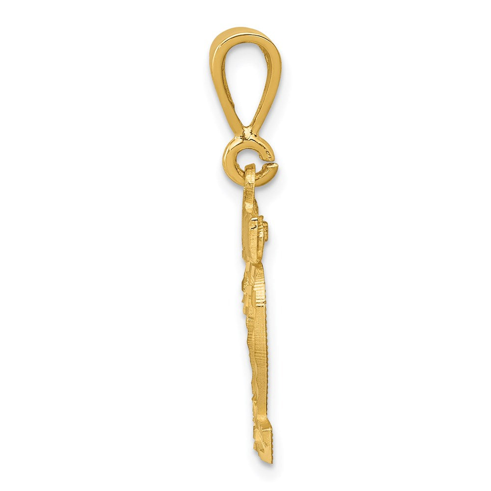 14k Small Brushed Diamond-cut Number 22 Charm