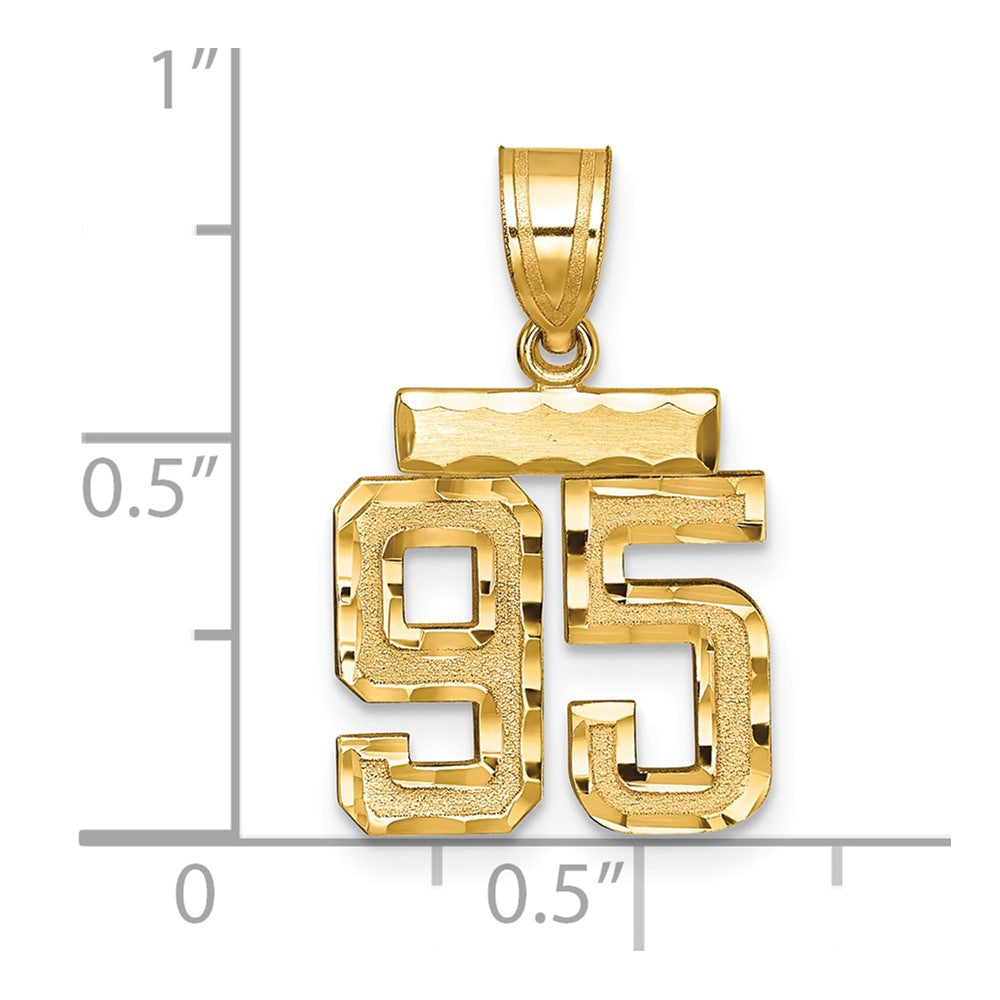 14k Small Brushed Diamond-cut Number 95 Charm