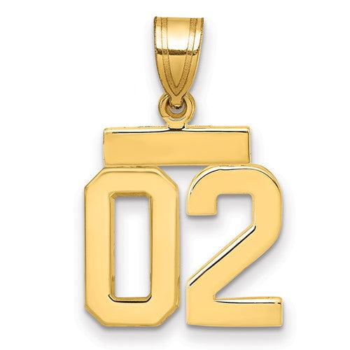 10k Small Polished Number 02 Charm