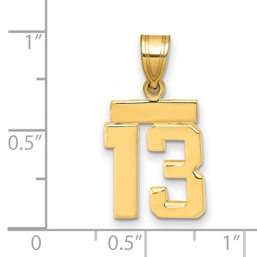 10k Small Polished Number 13 Charm