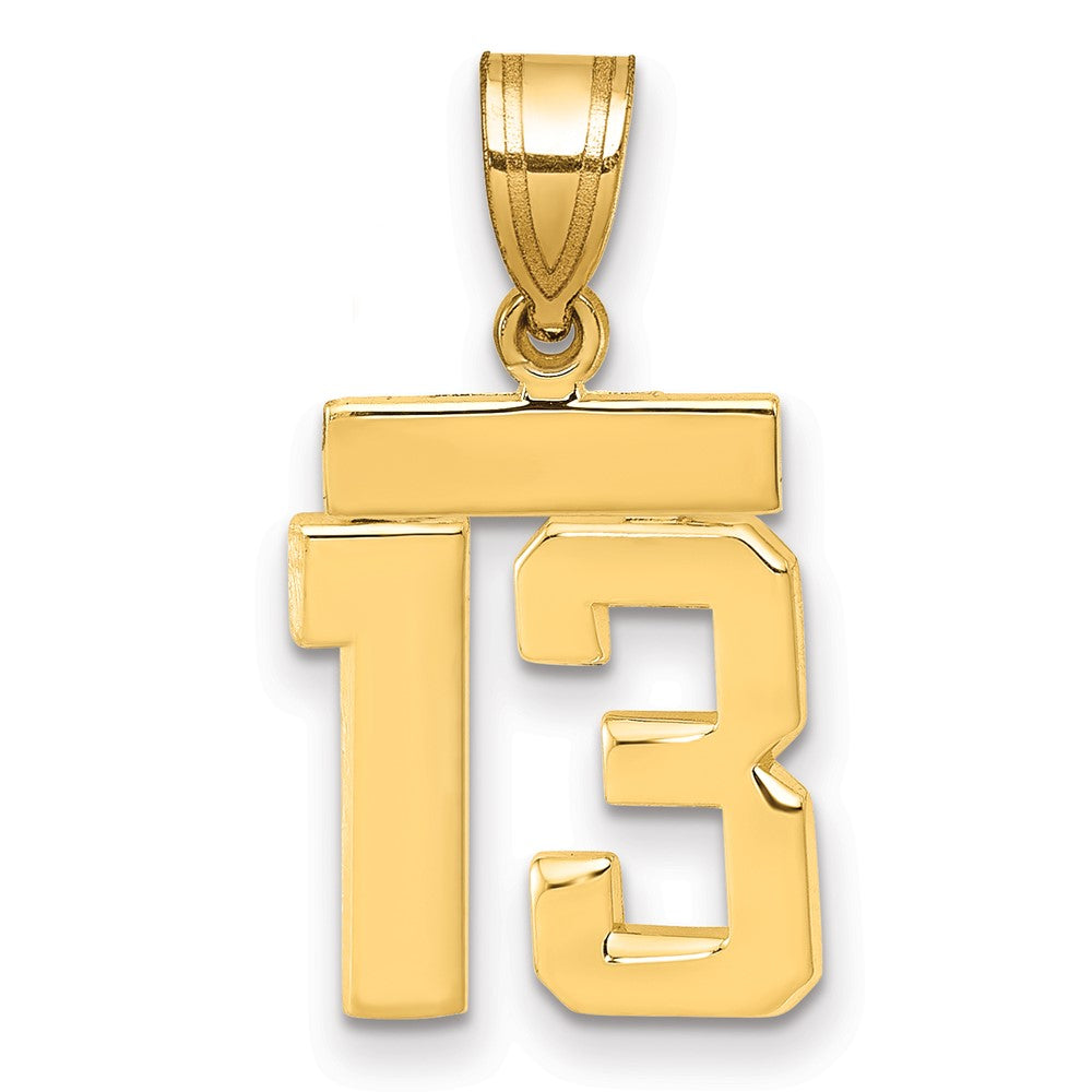 10k Small Polished Number 13 Charm