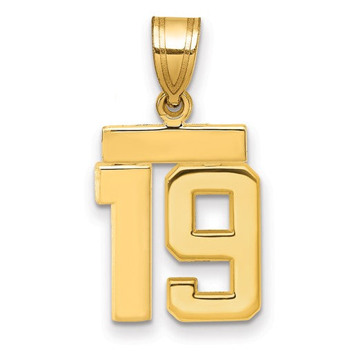 10k Small Polished Number 19 Charm