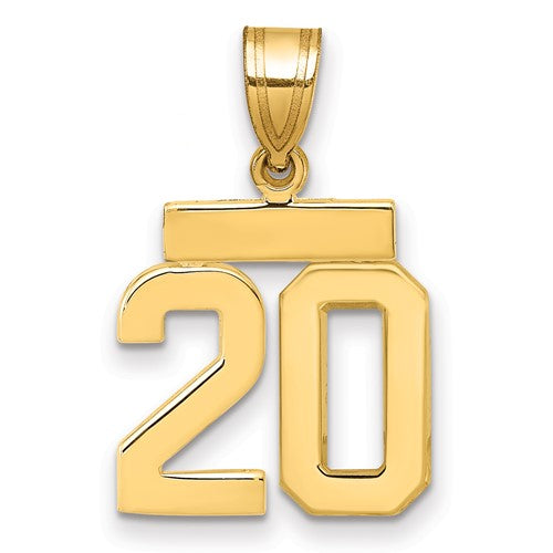 10k Small Polished Number 20 Charm