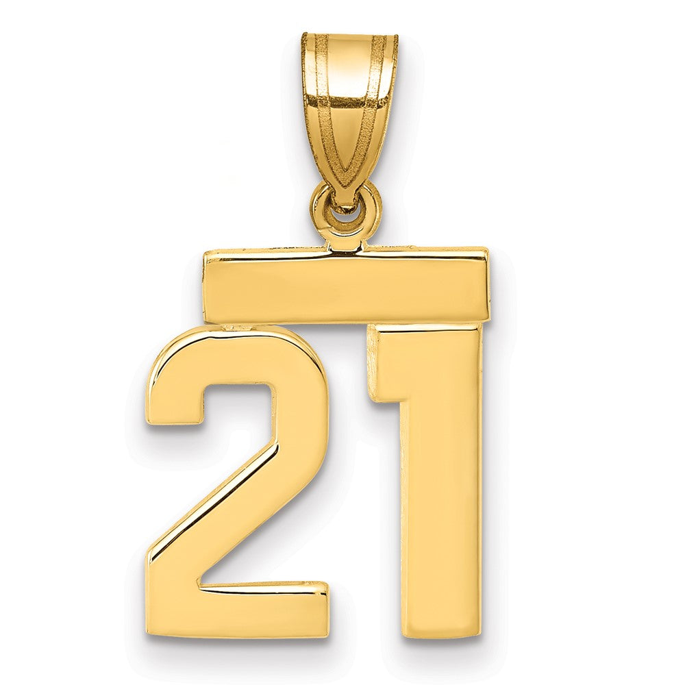 10k Small Polished Number 21 Charm