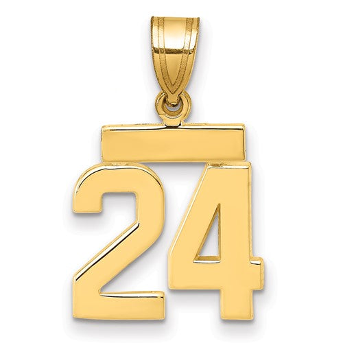 10k Small Polished Number 24 Charm