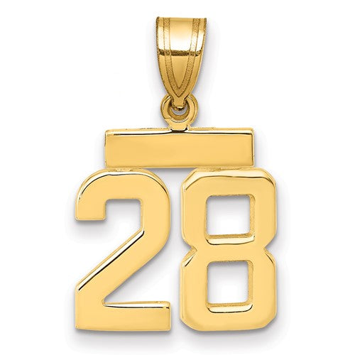 14k Small Polished Number 28 Charm