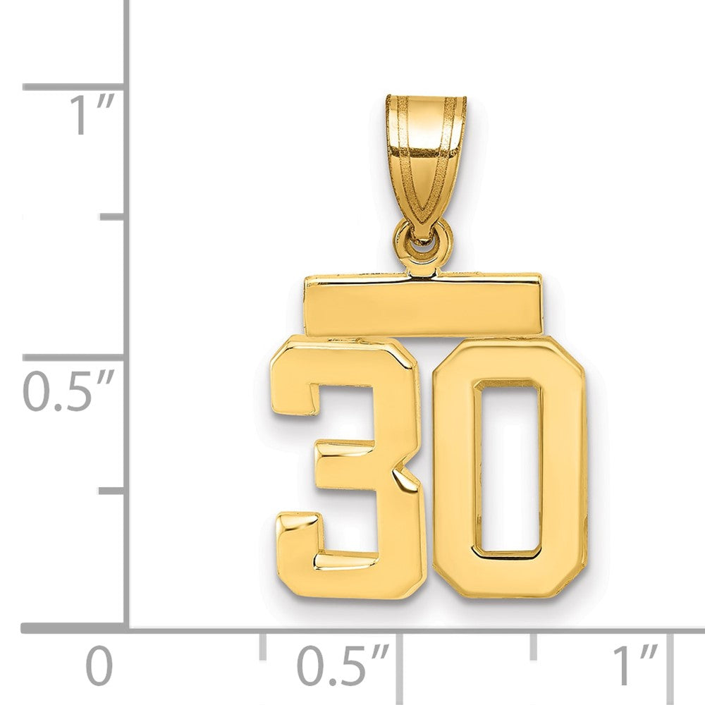 10k Small Polished Number 30 Charm