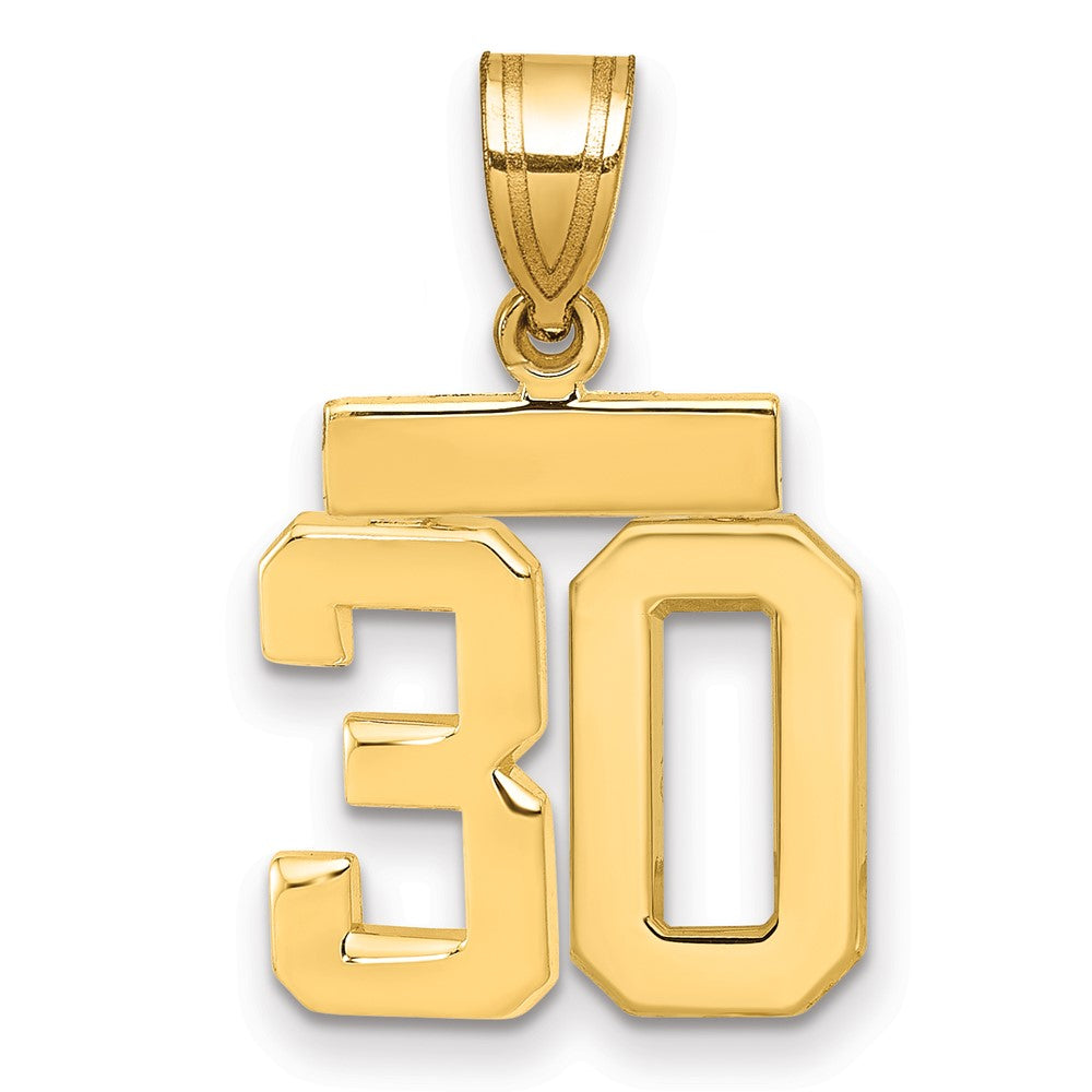 10k Small Polished Number 30 Charm