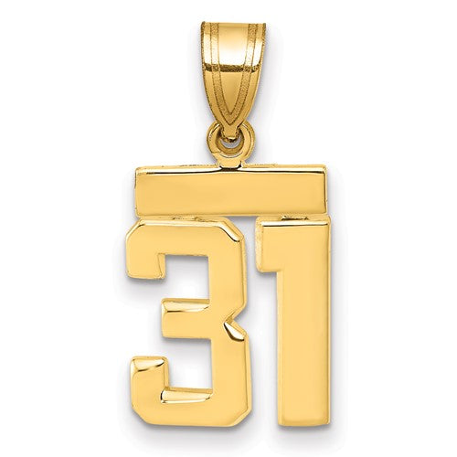 14k Small Polished Number 31 Charm