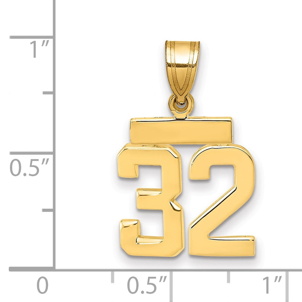 10k Small Polished Number 32 Charm