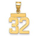 10k Small Polished Number 32 Charm