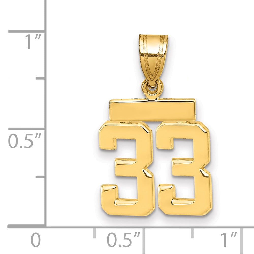 10k Small Polished Number 33 Charm