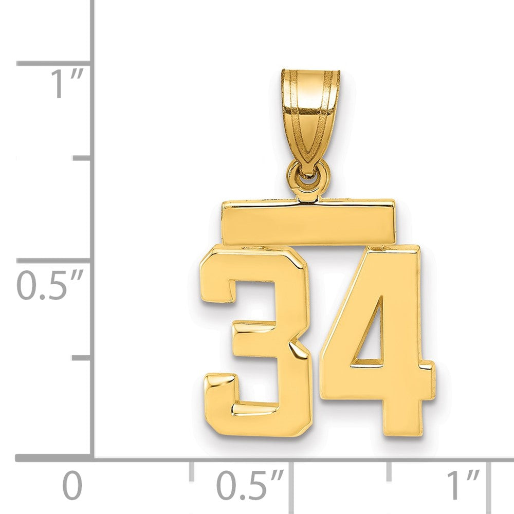 10k Small Polished Number 34 Charm
