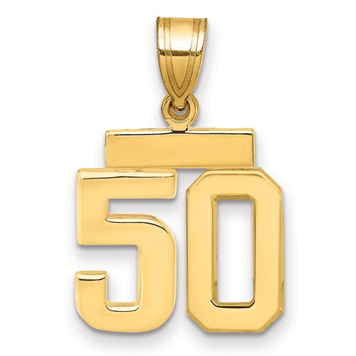 14k Small Polished Number 50 Charm