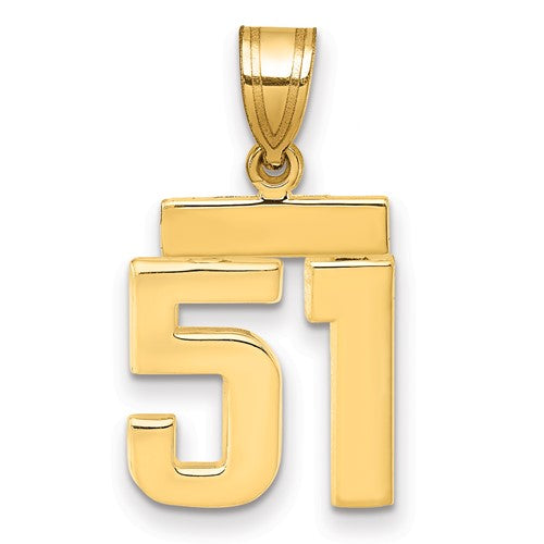 10k Small Polished Number 51 Charm