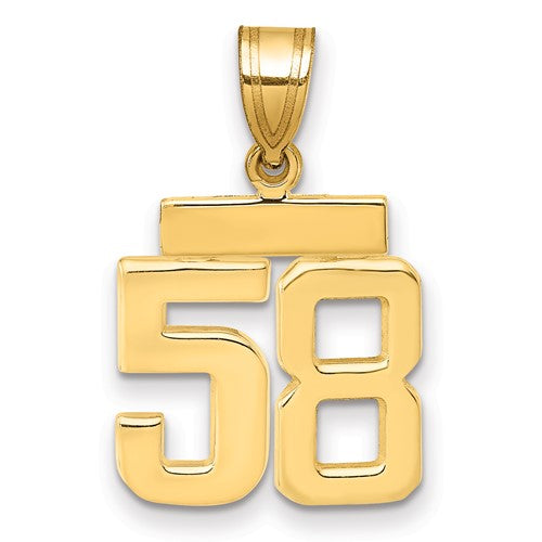 10k Small Polished Number 58 Charm
