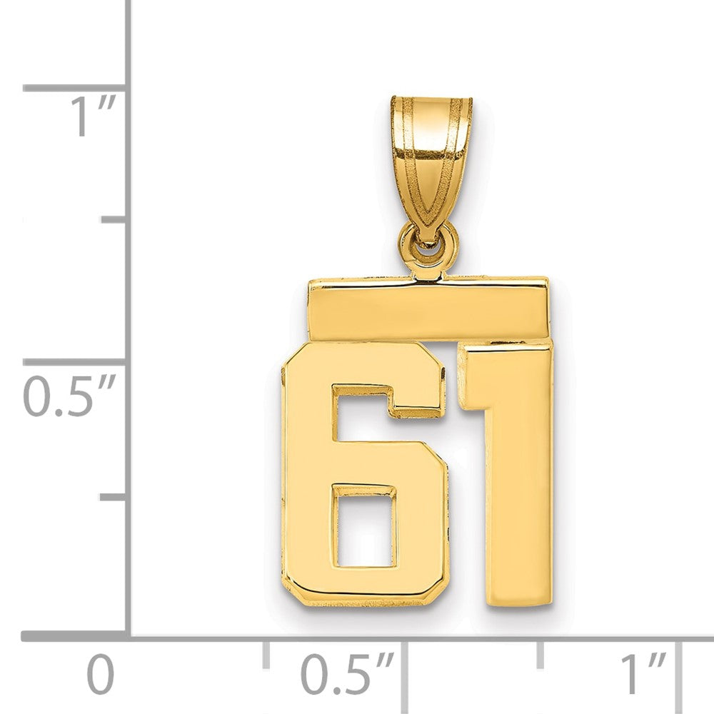 14k Small Polished Number 61 Charm