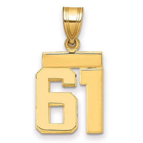 10k Small Polished Number 61 Charm