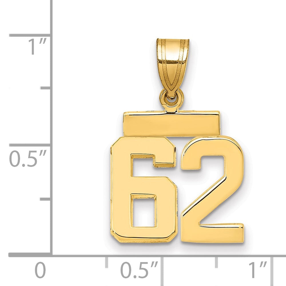 10k Small Polished Number 62 Charm