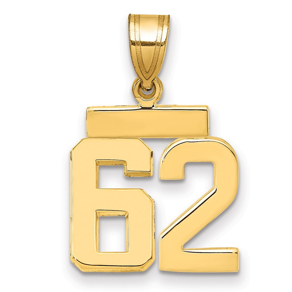 14k Small Polished Number 62 Charm