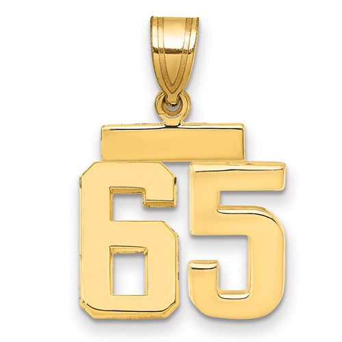 10k Small Polished Number 65 Charm