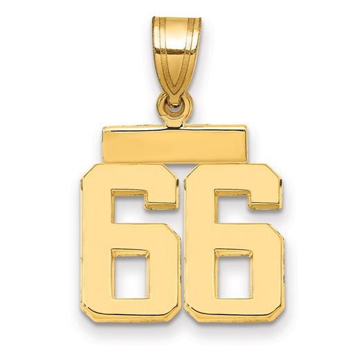 10k Small Polished Number 66 Charm