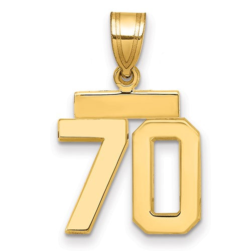 14k Small Polished Number 70 Charm