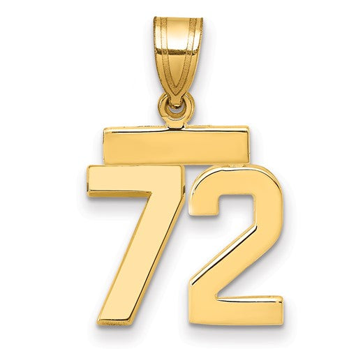 10k Small Polished Number 72 Charm