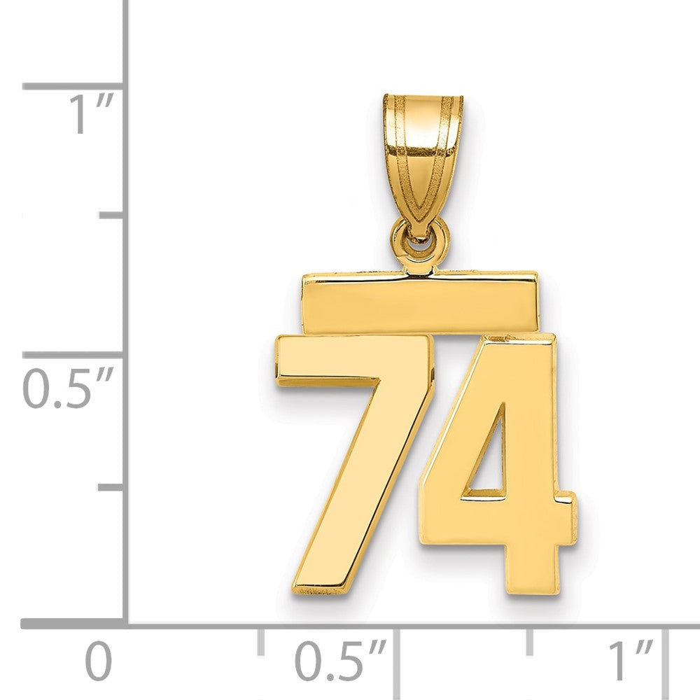 10k Small Polished Number 74 Charm