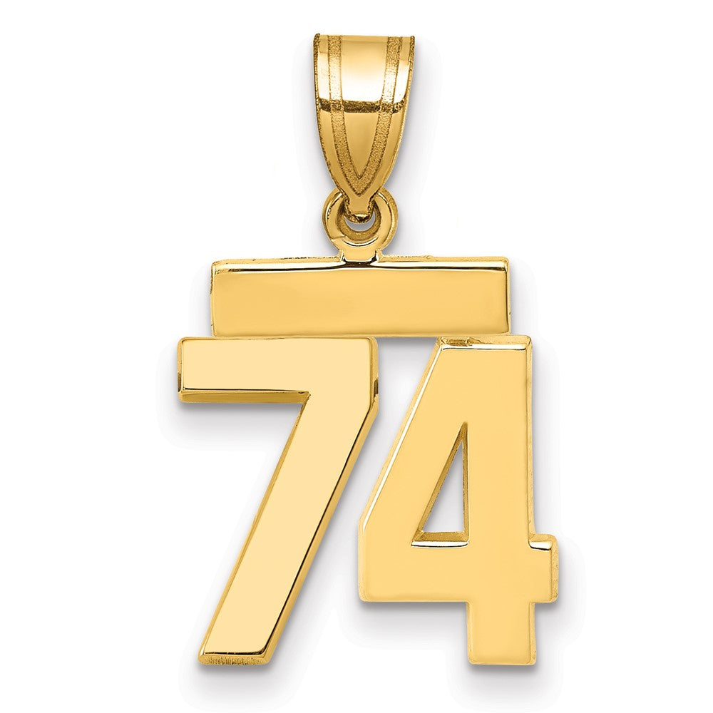 14k Small Polished Number 74 Charm