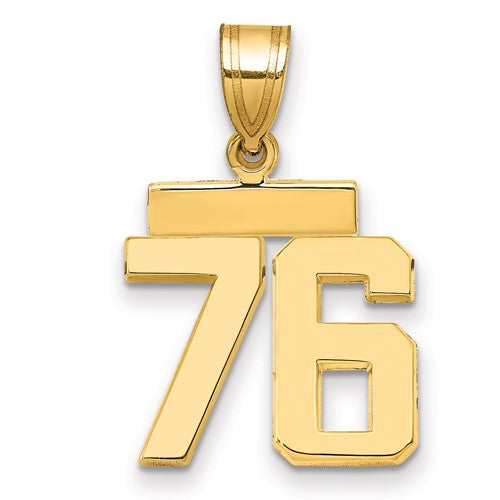 10k Small Polished Number 76 Charm