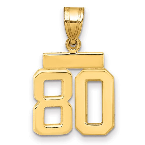 14k Small Polished Number 80 Charm