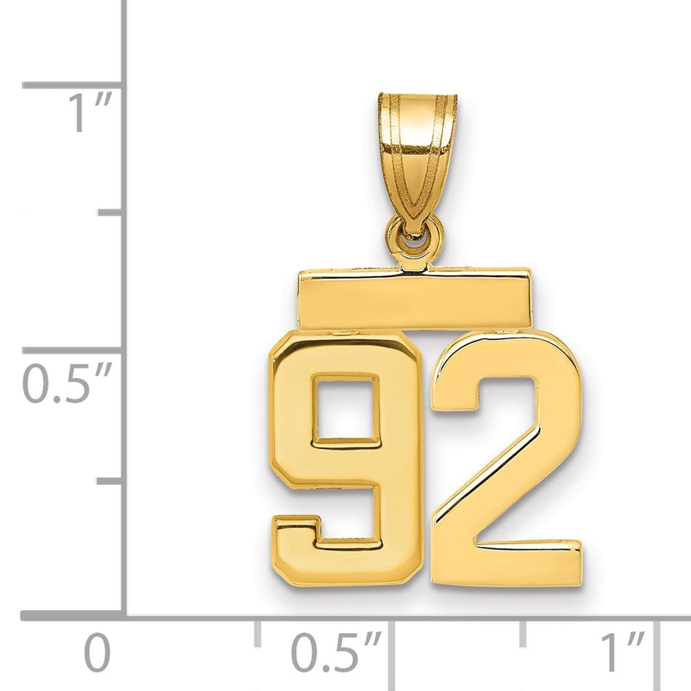 10k Small Polished Number 92 Charm