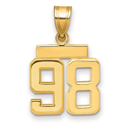 10k Small Polished Number 98 Charm