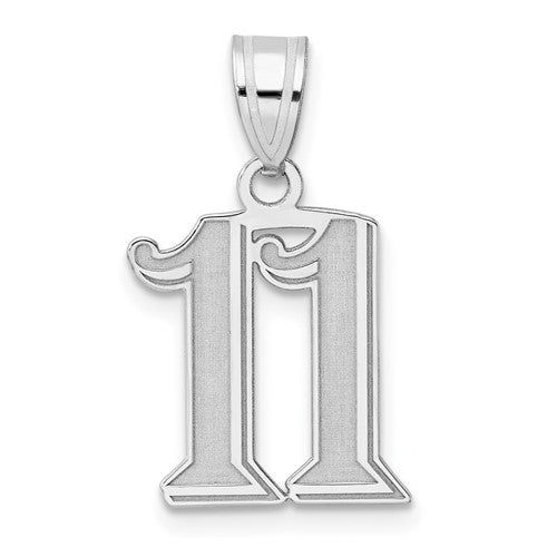 14kw Polished Etched Number 11 Pendant