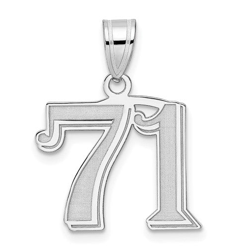 14kw Polished Etched Number 71 Pendant