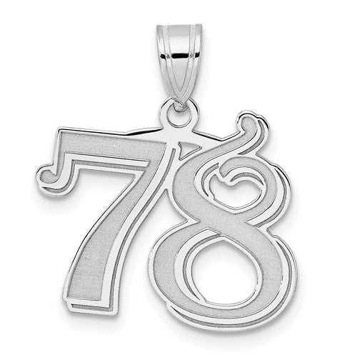 14kw Polished Etched Number 78 Pendant