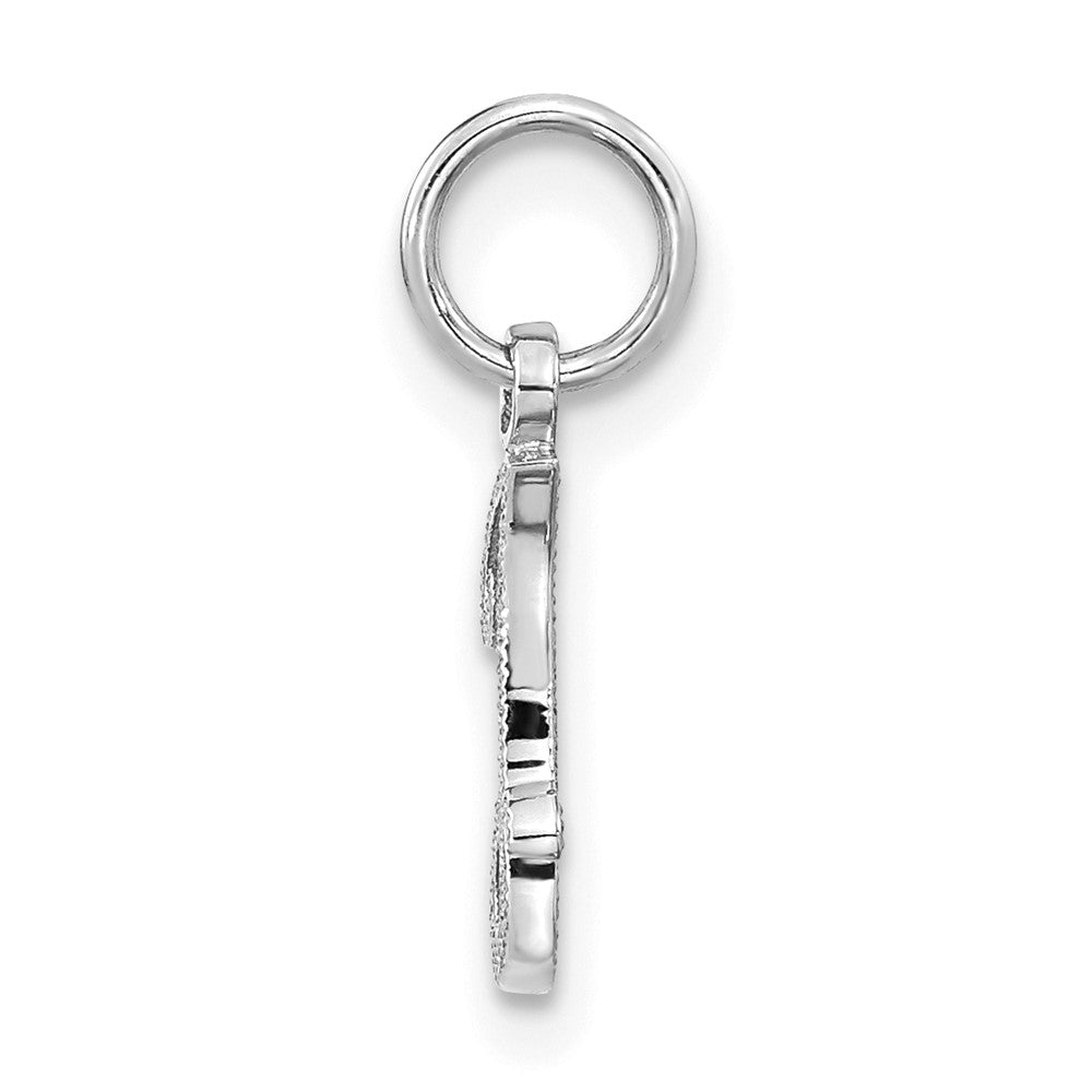 14KW White Gold Casted Script Letter I Initial Charm