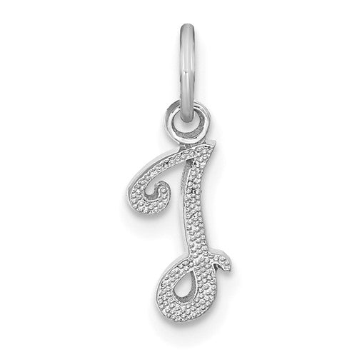 14KW White Gold Casted Script Letter I Initial Charm