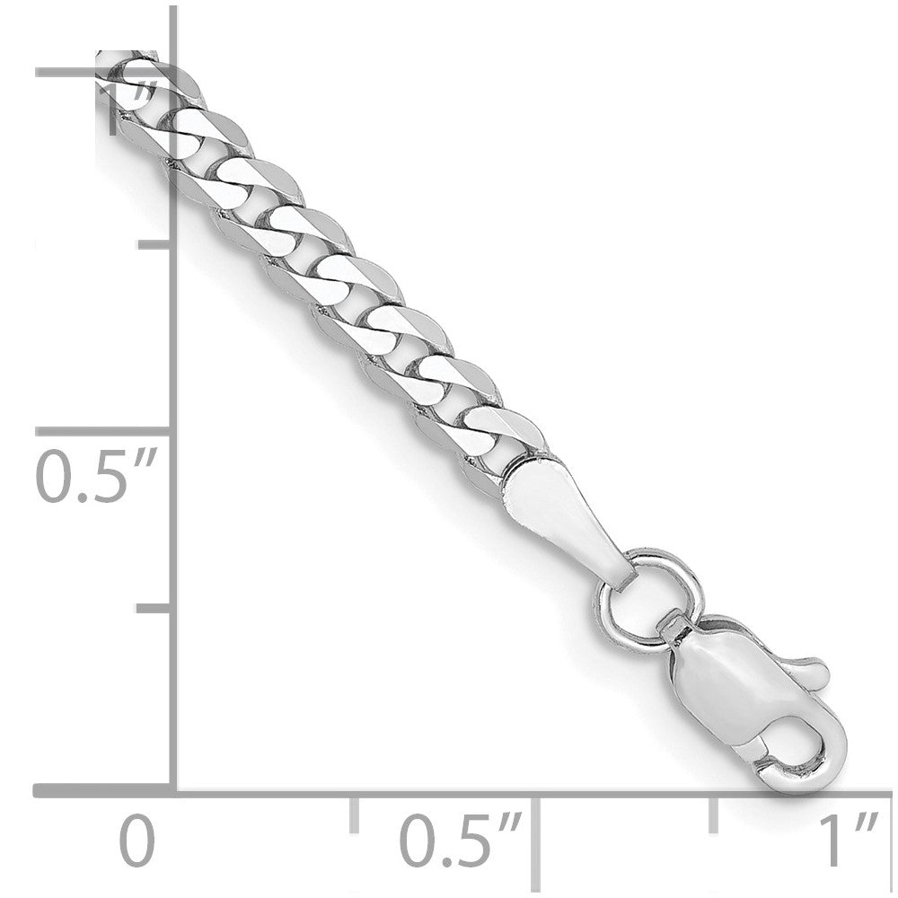 14k White Gold 2.9mm Flat Beveled Curb Chain
