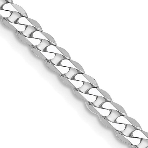 14k White Gold 2.9mm Flat Beveled Curb Chain
