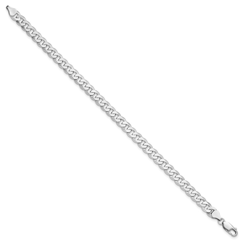 14k White Gold 7.25mm Flat Beveled Curb Chain