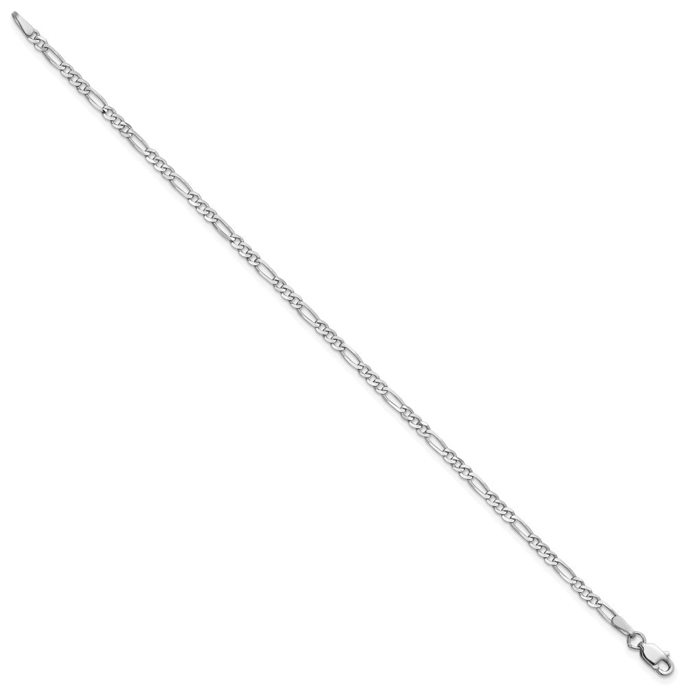 14k White Gold 2.25mm Flat Figaro Chain Anklet